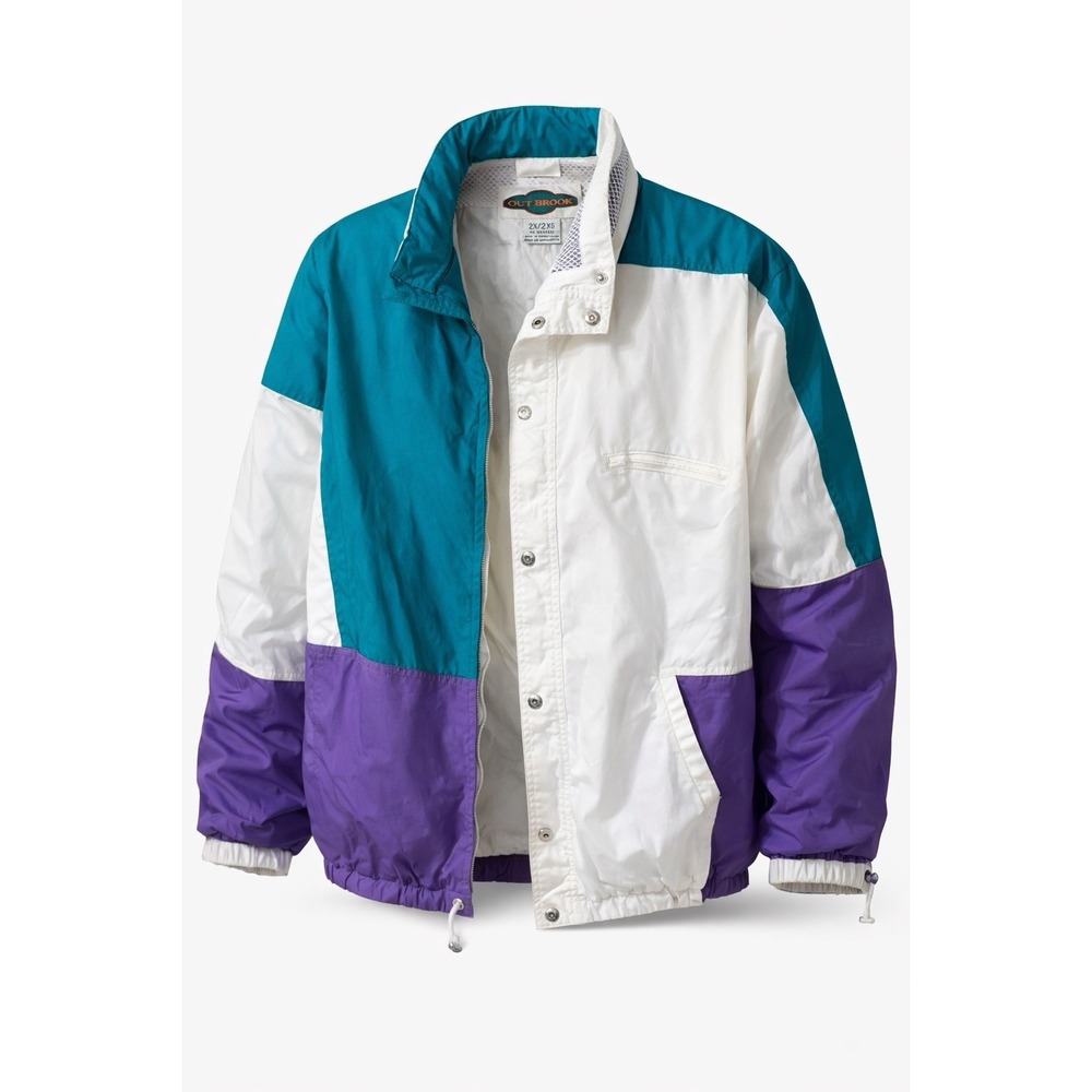 Vintage Out Brook 2X Colorblock Windbreaker Jacket 90s Teal Purple‎